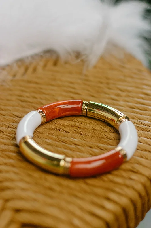 bracelets with sapphire blue -Rust & Gold Bamboo Bracelet