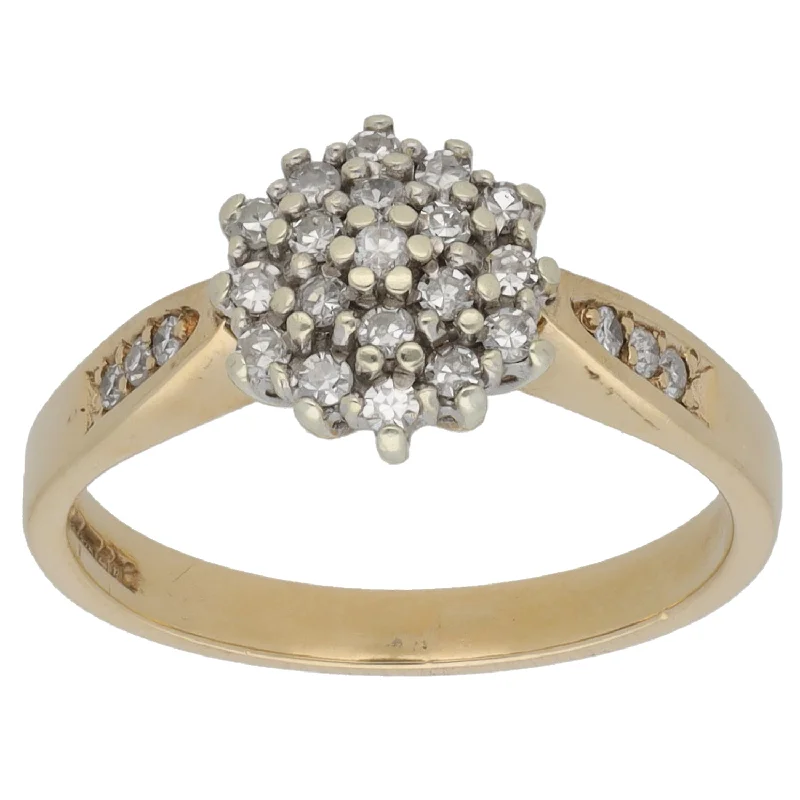 ladies engagement rings eco friendly choice -9ct Gold 0.25ct Diamond Cluster Ring Size K