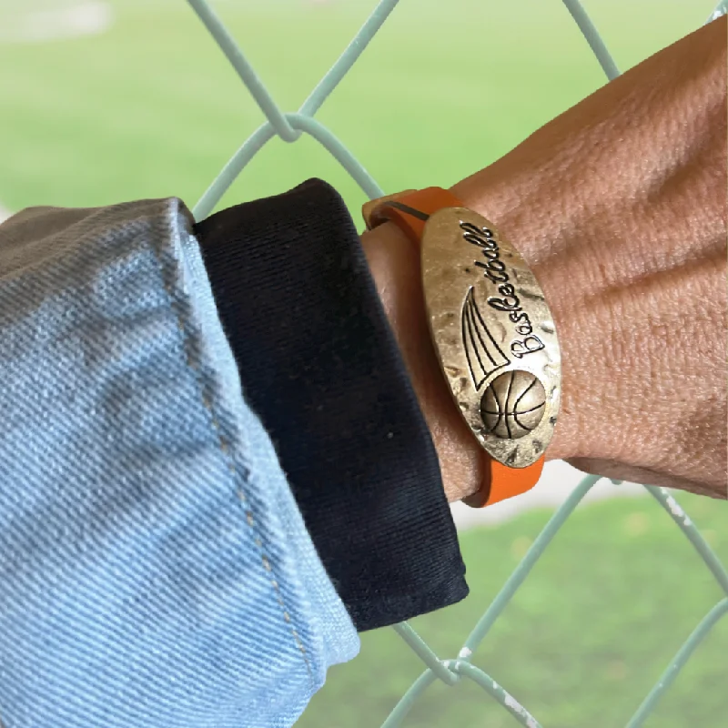 bracelets with moon charm -BASKETBALL BRACELET: Engraved Leather