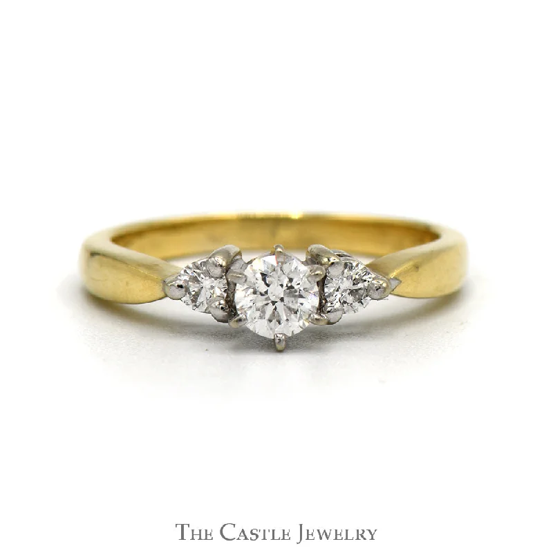 ladies rings for mother -1/2cttw Three Stone Diamond Engagement Ring in 14k Yellow Gold