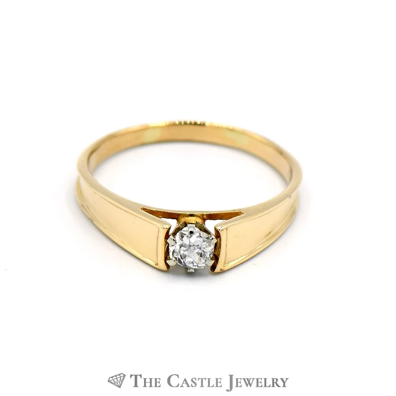 ladies rings with ruby -.30ct Round Brilliant Cut Diamond Solitaire Engagement Ring in 14K Yellow Gold