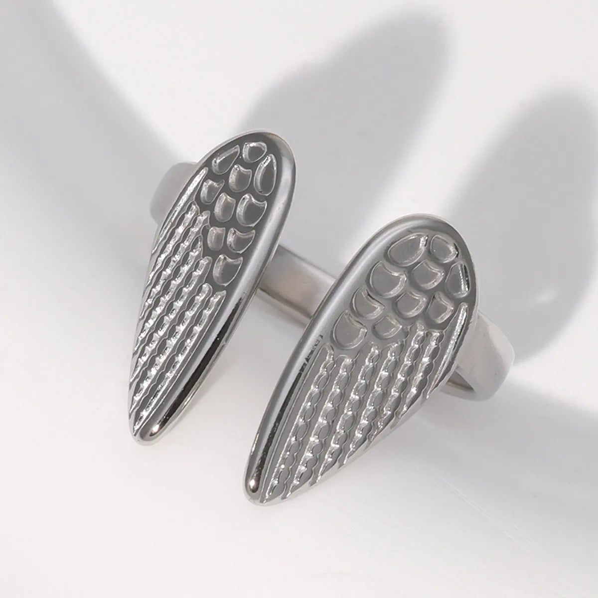 ladies rings with peridot -British Style Wings Stainless Steel Plating Open Rings