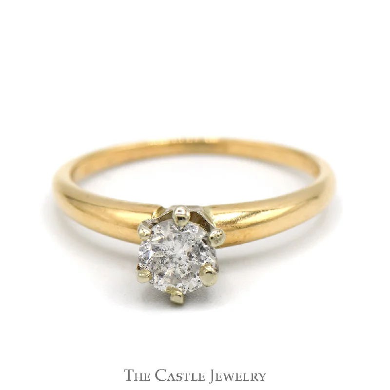 ladies rings affordable price -.40ct Round Diamond Solitaire Engagement Ring in 14k Yellow Gold