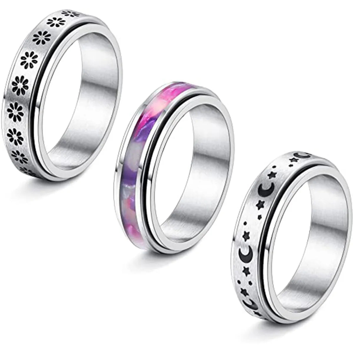 ladies rings for fashion lovers -Fashion Star Heart Shape Flower Titanium Steel Rings 1 Piece