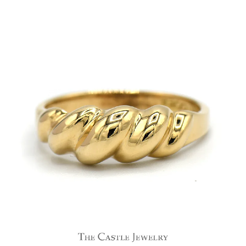 ladies rings hypoallergenic metal -Grooved Dome Ring in 14k Yellow Gold