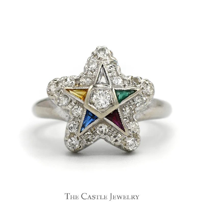 ladies rings for proposal -1/2cttw Diamond Eastern Star Ring in 14k White Gold