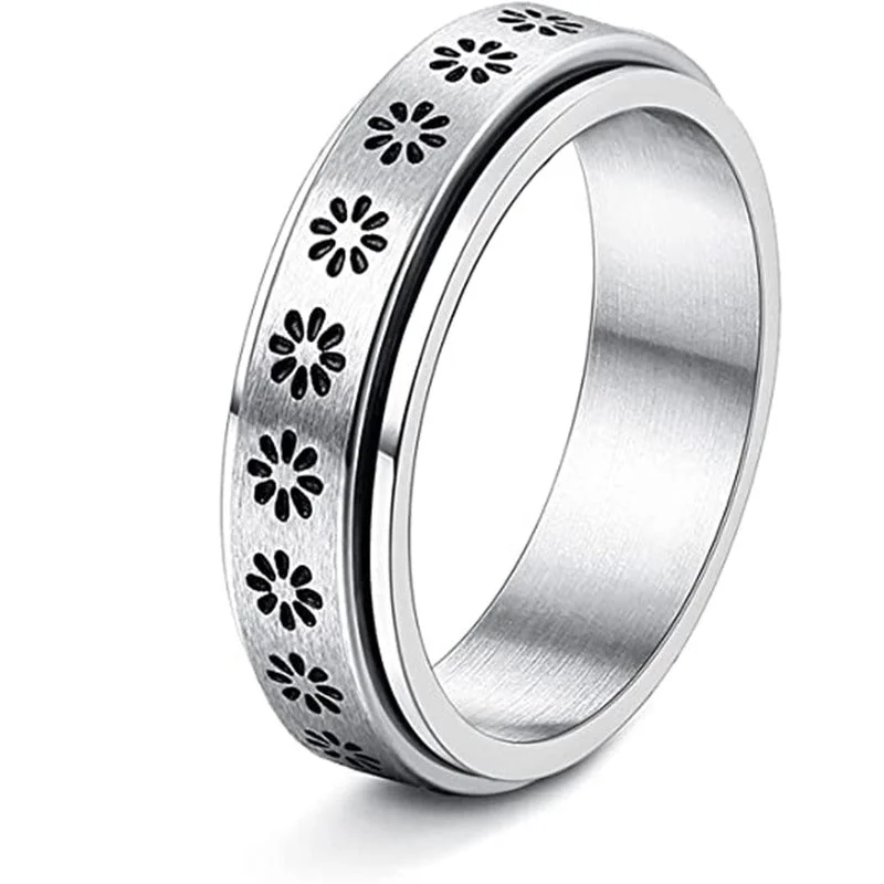 Silver-Daisy-Spinning Ring