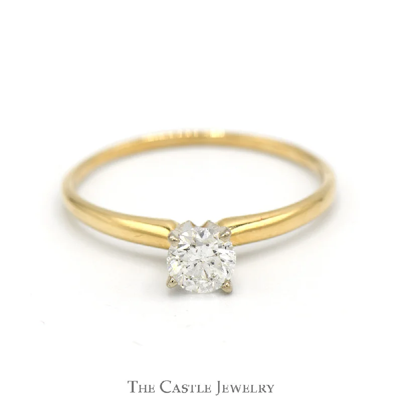 ladies rings simple elegance -.45ct Round Diamond Solitaire Engagement Ring in 14k Yellow Gold