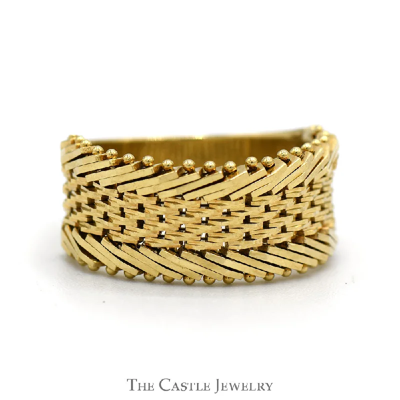 ladies rings chic design -14k Yellow Gold Flexible Mesh Byzantine Ring - Size 9