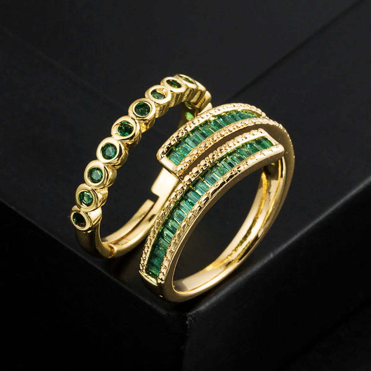 ladies rings lightweight feel -Fashion Geometric Copper Rings Inlay Zircon Copper Rings