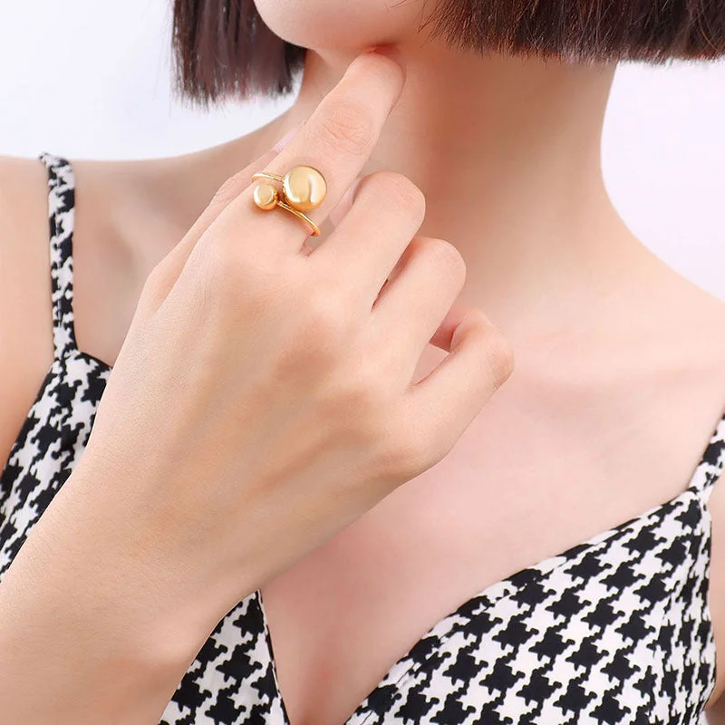 A101 Gold Personalized Steel Ball Ring