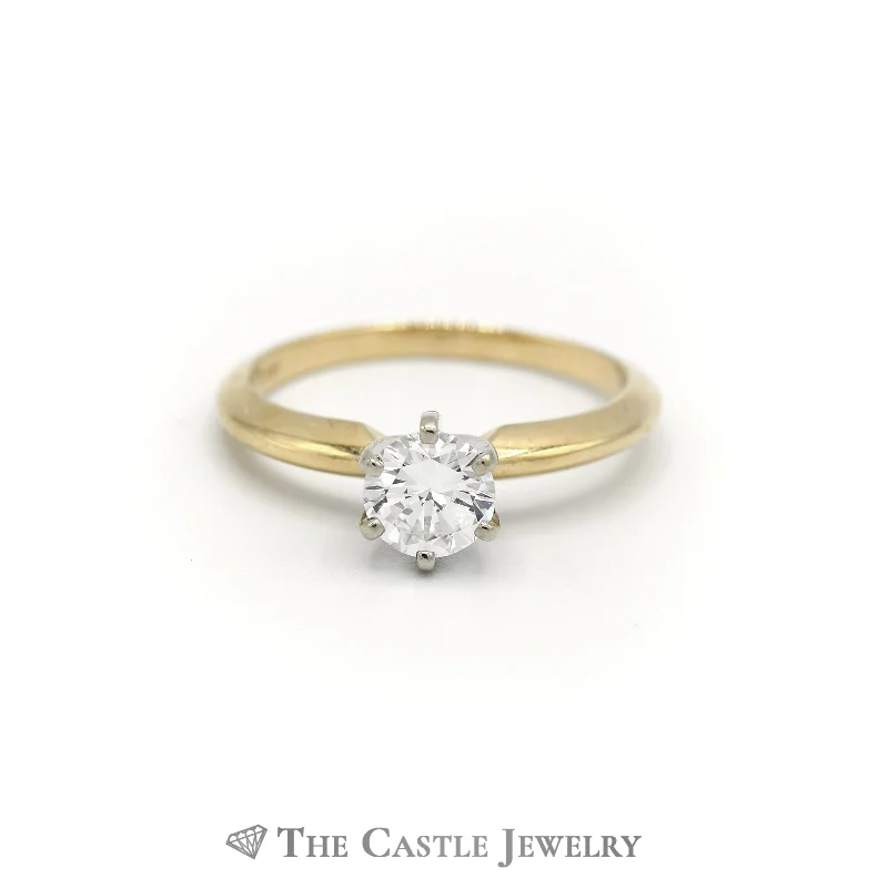 ladies rings with birthstone -Beautiful .75ct Round Brilliant Cut Diamond Engagement Ring in 14K Yellow Gold