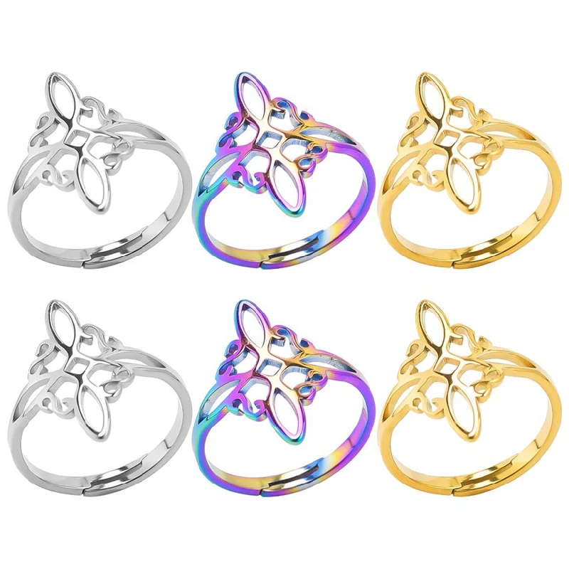 ladies rings chic design -Wholesale Simple Style Witches Knot Stainless Steel Polishing Rings