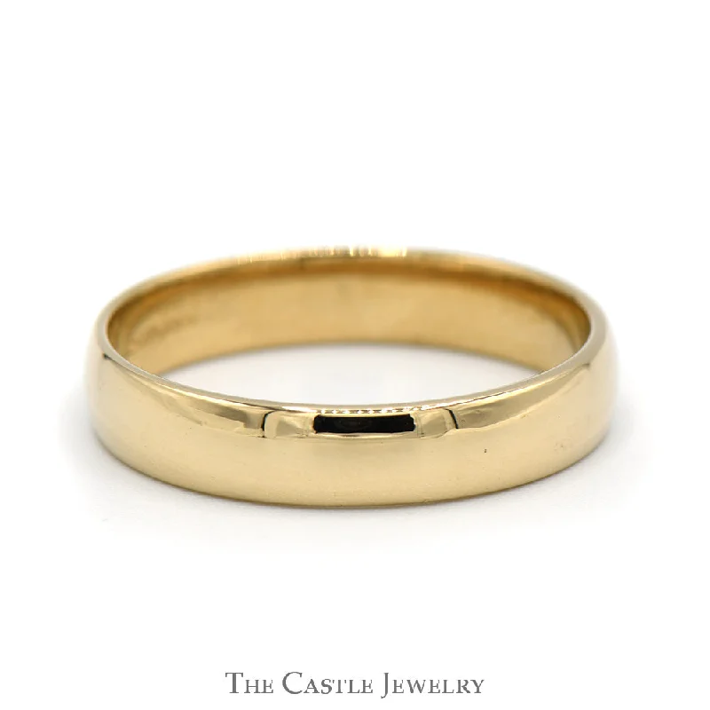 ladies rings adjustable size -4.75mm Polished Wedding Band in 14k Yellow Gold - Size 12.25