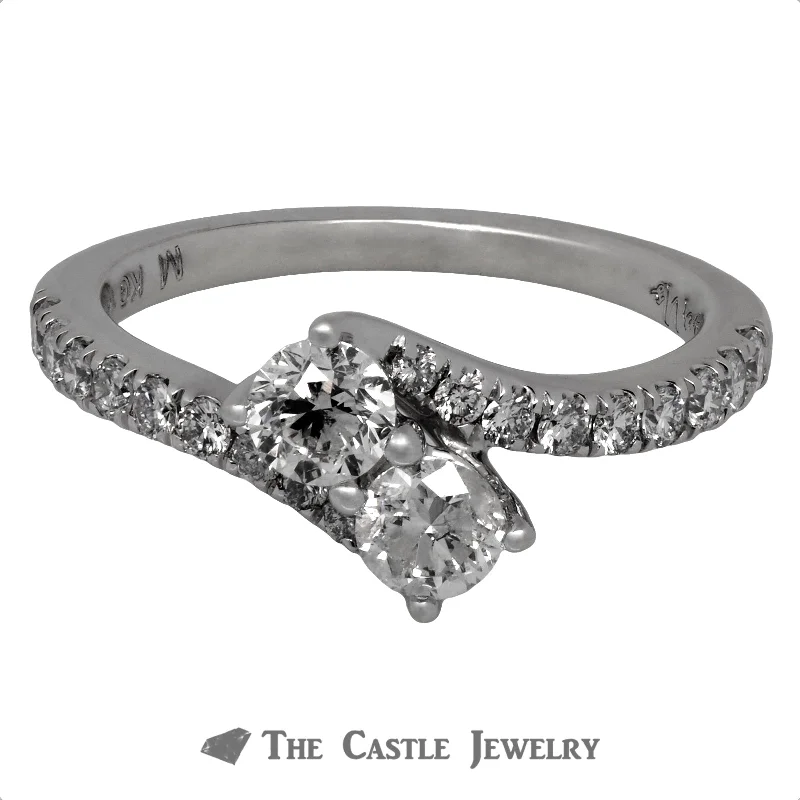 ladies rings custom made -Ever Us Engagement Ring in 14K White Gold