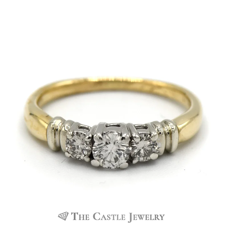 ladies rings promise ring -1/2cttw Three Stone Diamond Engagement Ring in 14k Yellow Gold