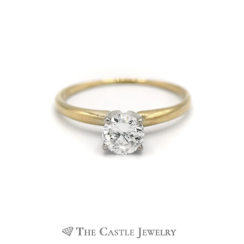 ladies rings for evening wear -.65ct Round Brilliant Cut Diamond Solitaire Engagement Ring in 14k Yellow Gold