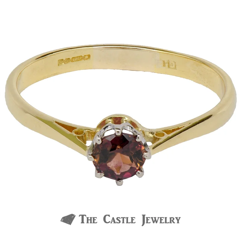 ladies rings vintage look -Solitaire Pink Tourmaline Ring In 18K Yellow Gold