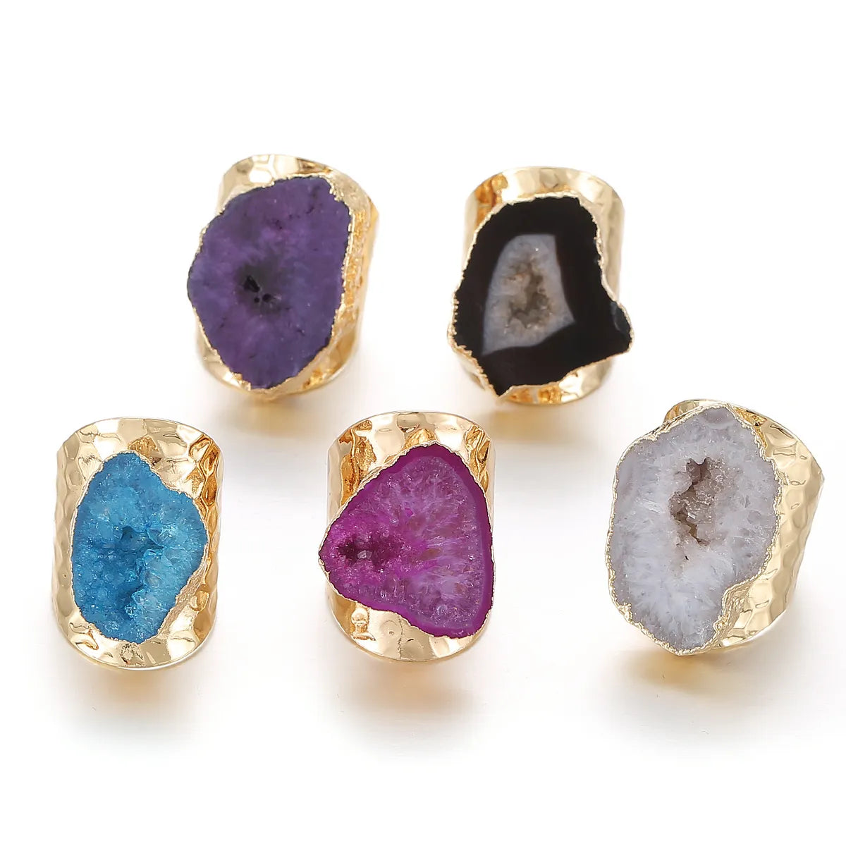 ladies rings stylish cheap -Classic Style Commute Color Block Agate Artificial Gemstones Rings In Bulk