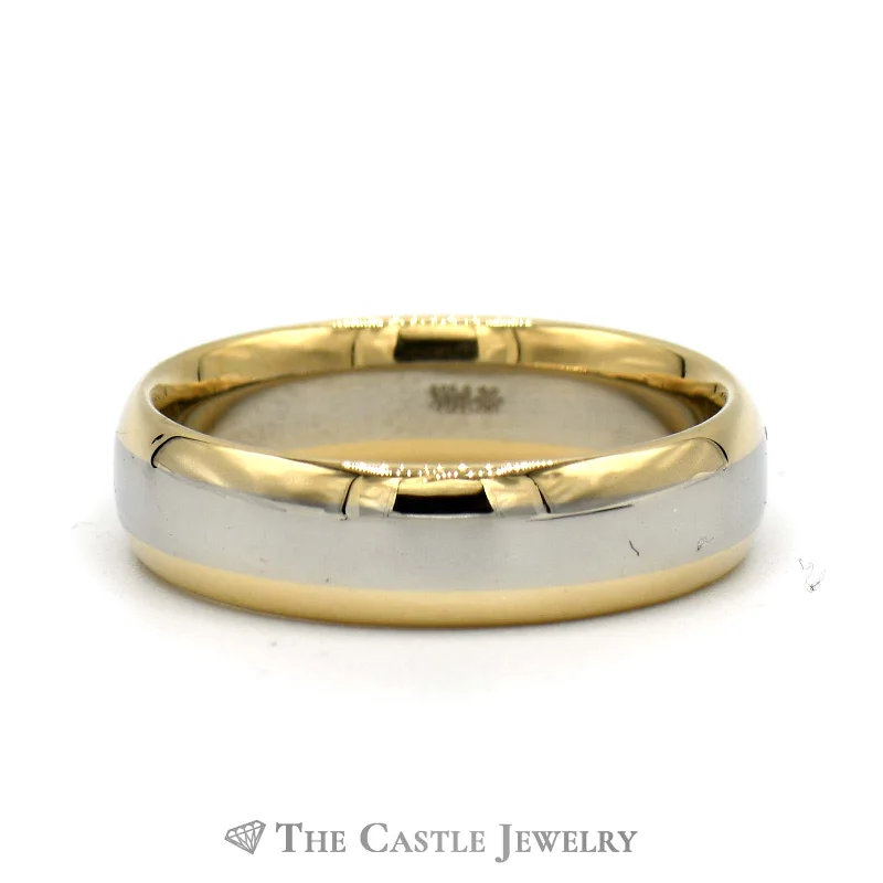 ladies rings with gold plating -14k Two Tone Yellow and White Gold 6mm Polished Wedding Band Size 10.25