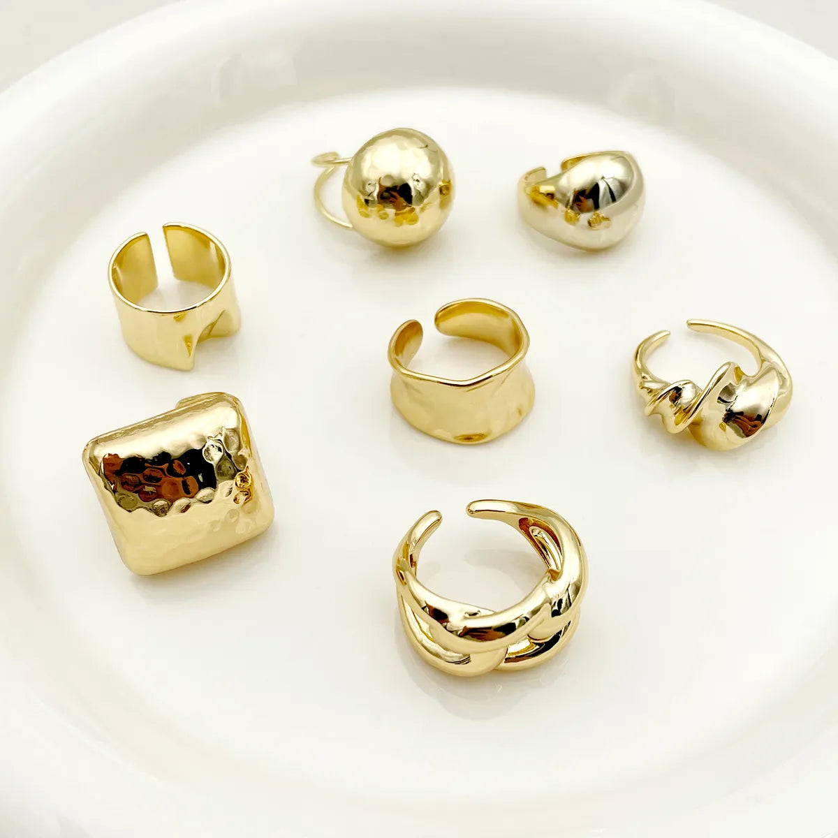 ladies rings fashion statement -Simple Style Irregular Copper Gold Plated Open Rings In Bulk