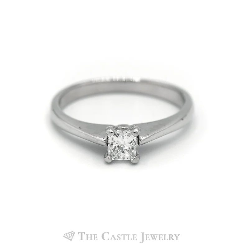 ladies rings for gift ideas -Princess Cut Diamond Solitaire Engagement Ring in Platinum