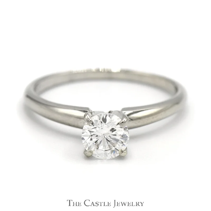 ladies rings trendy 2025 -.65ct Round Diamond Solitaire Engagement Ring in 14k White Gold Tiffany Mounting