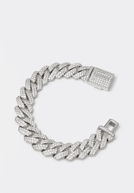 bracelets wide cuff design -Darkai White Prong Pavé Bracelet Sliver Crystals