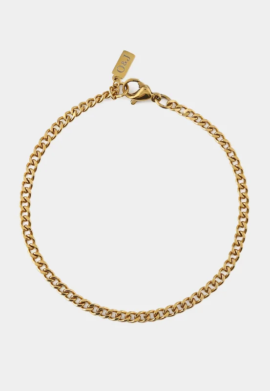 bracelets boho chic style -Orelia OJ Fine Curb Chain Bracelet Gold