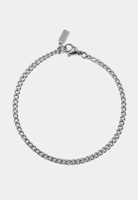 bracelets with cross charm -Orelia OJ Fine Curb Chain Bracelet Silver