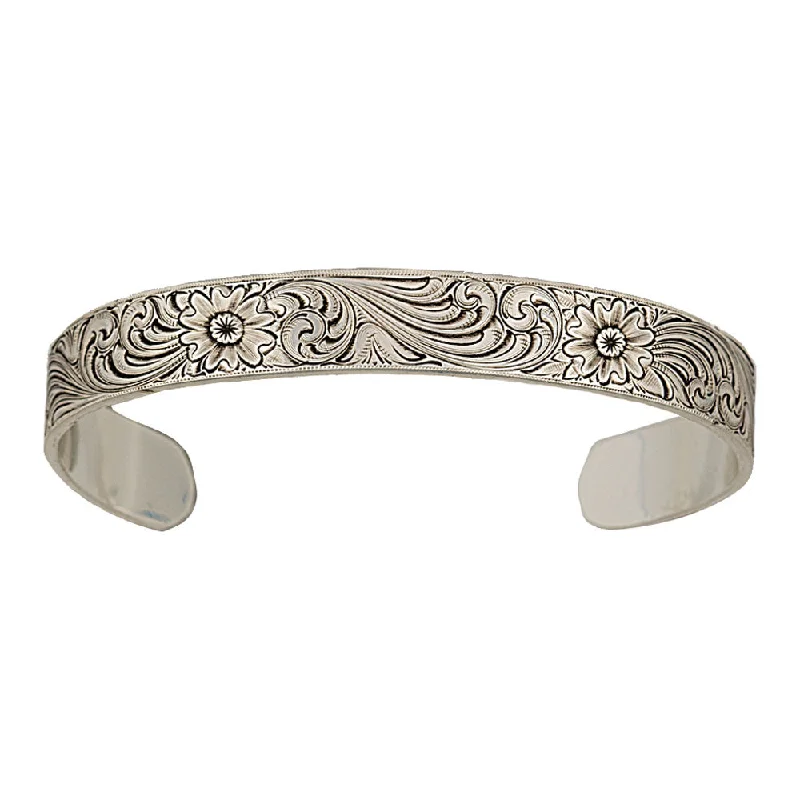 bracelets for gift ideas -Antiqued Montana Classic Engraved Narrow Cuff Bracelet