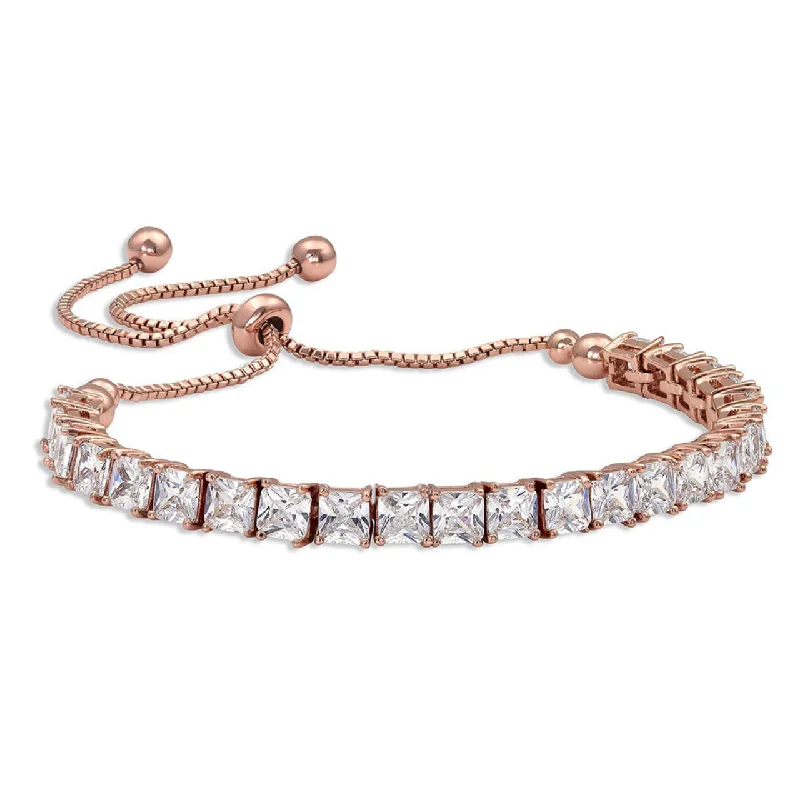 bracelets with pink sapphire -Squarely Rose Gold Tennis Bracelet