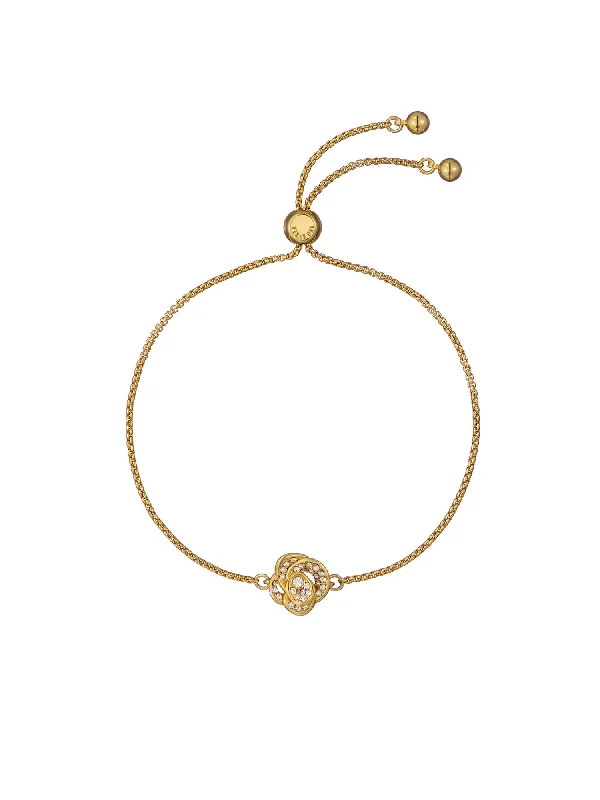 bracelets for beach wear -Florina Crystal Flower Adjustable Bracelet Gold