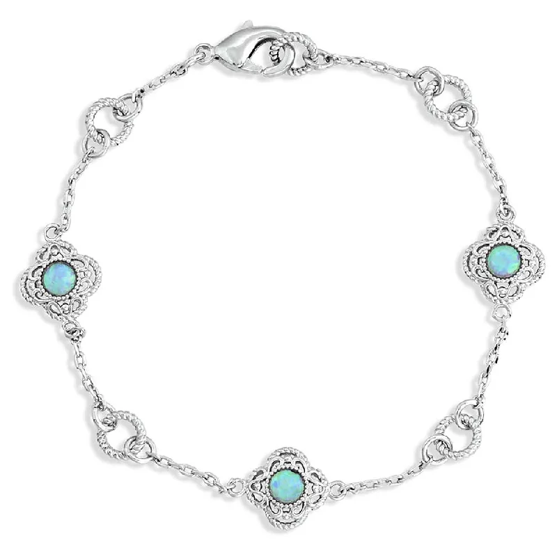 bracelets stylish design -Chasing Opals Silver Charm Bracelet