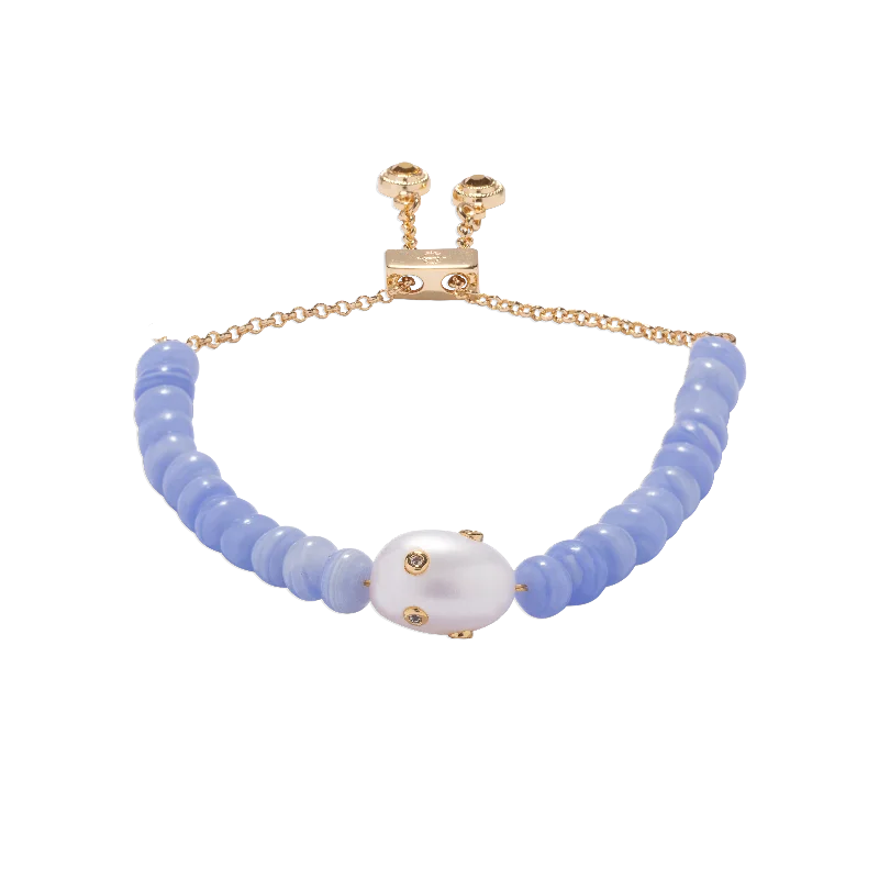 bracelets rose gold elegant -Oceane Pearl Slider Bracelet | Blue