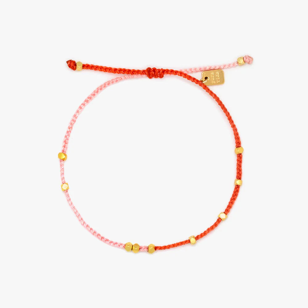 bracelets with emerald green -Pura Vida Pink And Red Two-Tone Dainty Bracelet