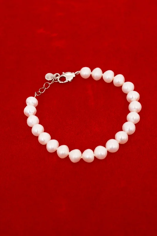 bracelets with evil eye -White Pearl Bracelet