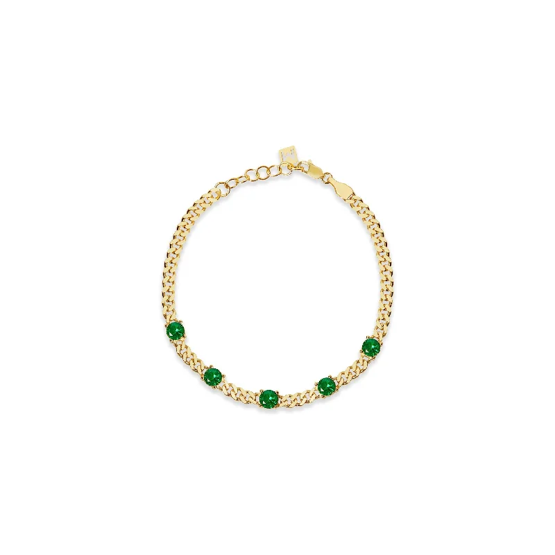 bracelets hypoallergenic metal -The Colored Stone Cuban Link Bracelet | 18KT Gold Vermeil